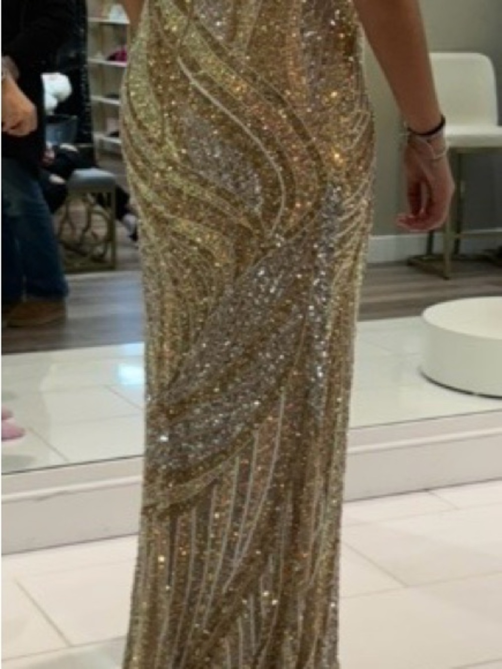 JVN by Jovani Glittering Rose Gold Beaded Evening Gown - Picture 4 of 4